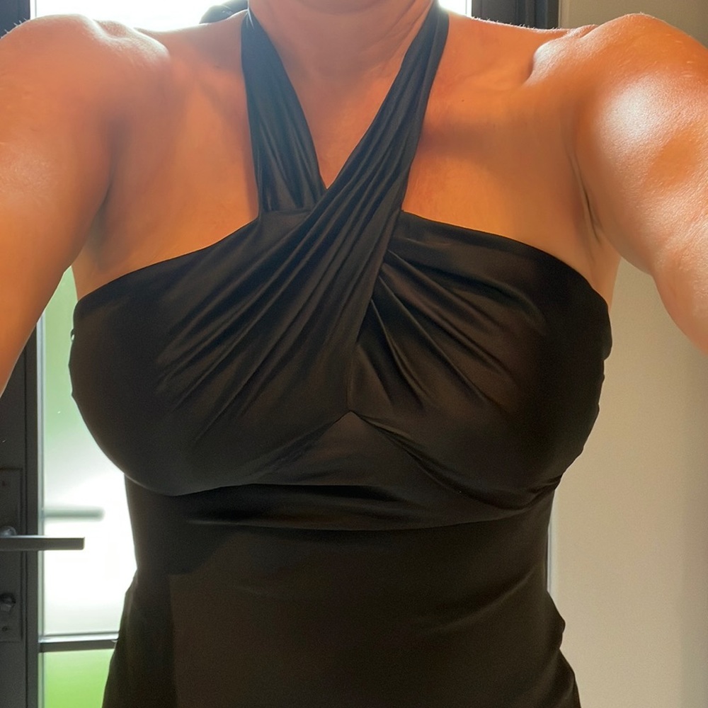 Diane von Furstenberg black Cami with wraparound necktie size 8